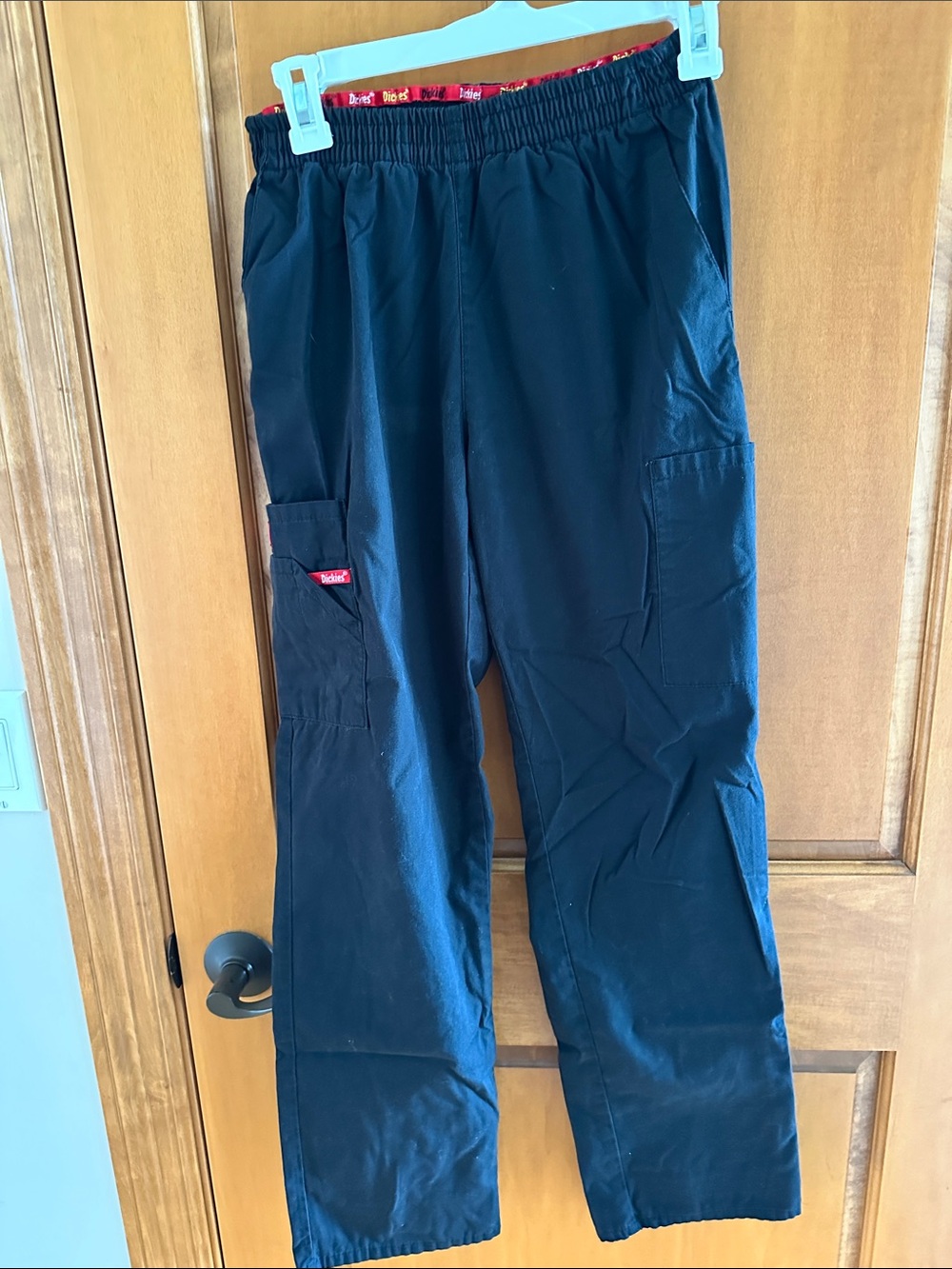 Dickies Black Scrub Cargo Pants with Elastic Waistband